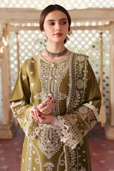 MAHNUR - 3PC DHANAK EMBROIDERED SHIRT WITH DHANAK EMBROIDERED SHAWL AND TROUSER - HZG2227